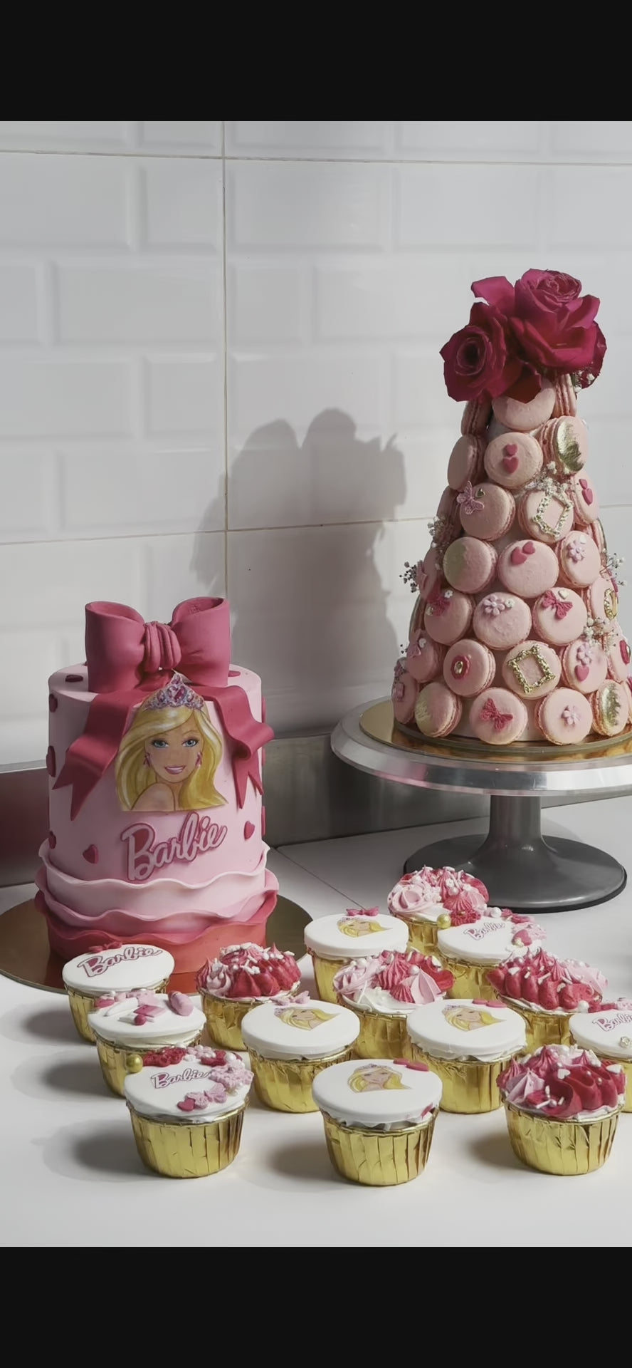 Experience the enchantment of our Barbie Cake Bundle with a captivating display of beautifully crafted cakes adorned with Barbie-themed decorations, ideal for adding magic to any celebration or event.